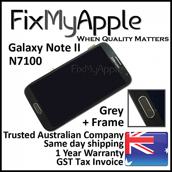 [Refurbished] Samsung Galaxy Note 2 N7100 LCD Touch Screen Digitizer Assembly with Frame - Grey